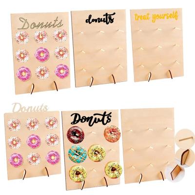 China Wedding Wooden Donut Wedding Craft Rack Donut Rack Table Decorations 2022 Wooden Craft Rack Stands Donut Food Buffet Display for sale