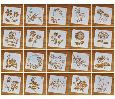 China Kids Education PET PP Eco-friendly Plastic Stencils High Quality Laser Cut Template Flower Suction Drawing Stencil for sale