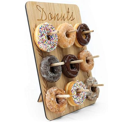 China 2022 Europe Donut Wall Display Stand Wooden Reusable Donut Rack Board Donut Grow Up Party Decorations for sale