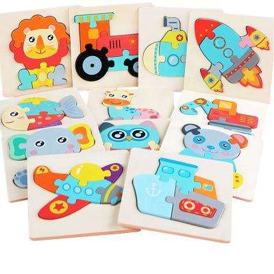 China Toy Car Animal Puzzles Montessori Wooden Kids Toy 3d Jigsaw Jigsaw Educational Funny Tangram Jigsaw Cartoon Board for sale