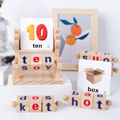 China Children's Learing Toys New Kids Spinning Alphabet Manipulative Blocks Montessori Spinning Alphabet Learning Toy Wooden for sale