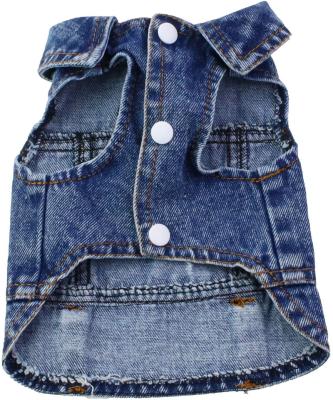 China Stocked Pet Clothes Cool Blue Dog Jeans Jacket Puppy Denim Dog Shirts For Small Medium Dogs Cats for sale