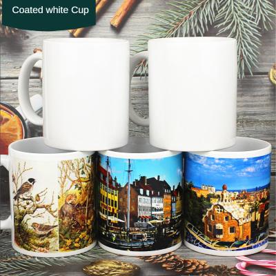 China Factory Supply Stocked Quality C Coated White Mug 11oz Heart Heat Transfer Lifting Ceramic Mug for sale