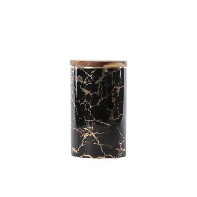 China Kitchen Snack Storage Box Storage Tub Marble Grain Storage Tank Viable Ceramic Whole Food Sealed Tank for sale