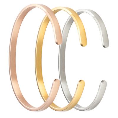 China Custom Shiny Engraved Bracelet Stainless Steel Jewelry Letters Use C-Shaped Open Bracelets DIY Daily Wear for sale