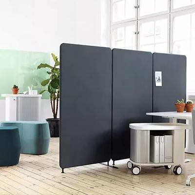 China Highly Efficient Sound Absorption/100% Eco Thermal Insulation/Waterproof/PET Polyester Felt Floor Workplace Divider Polyester Folding Acoustic Panels Standing Office Partition for sale