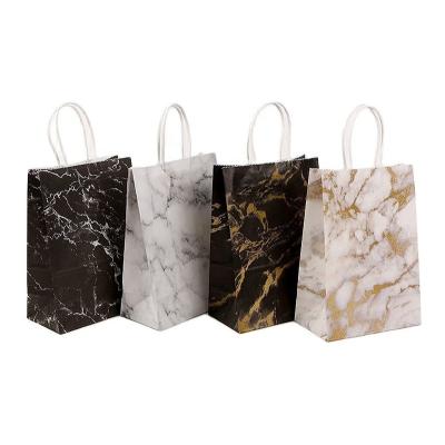 China Festival Christmas New Year Tote Gift Bag Recyclable Marble Design Custom Paper Bag With Twist Paper Handle for sale
