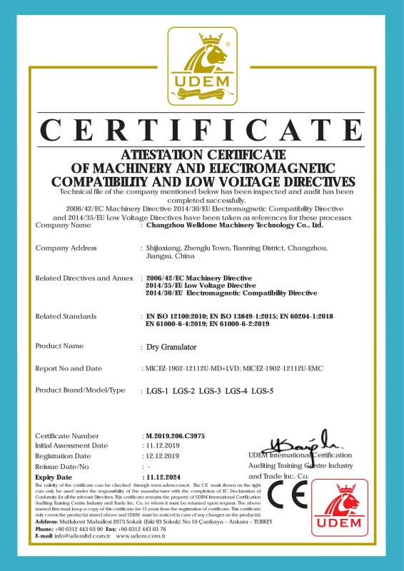 CE - Changzhou Welldone Machinery Technology Co.,Ltd