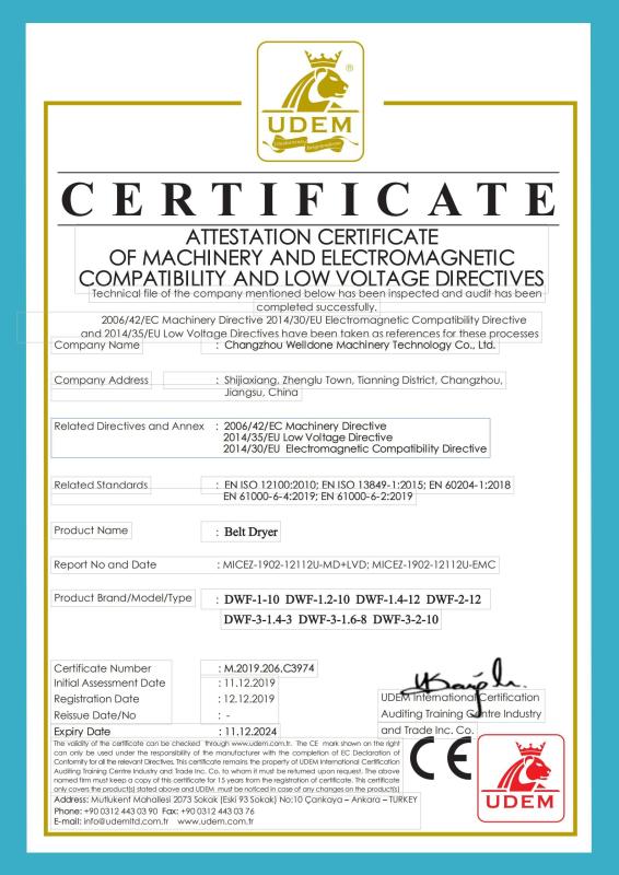 CE - Changzhou Welldone Machinery Technology Co.,Ltd