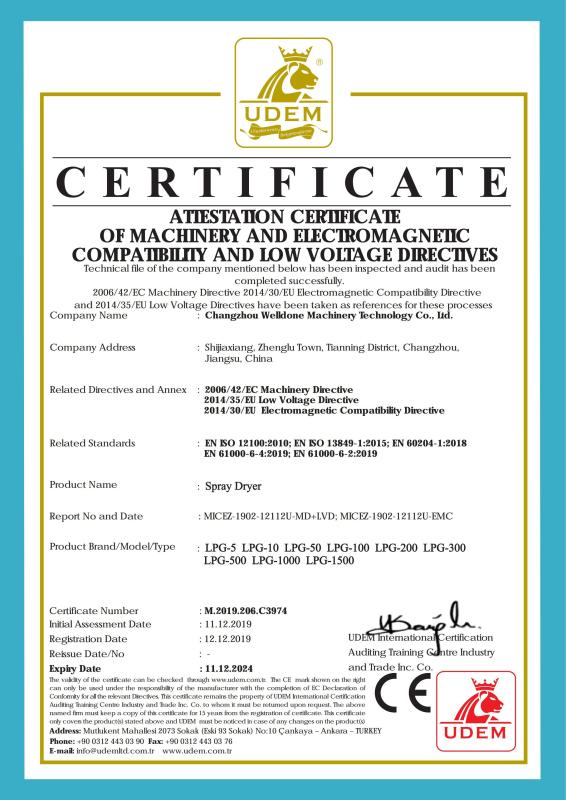 CE - Changzhou Welldone Machinery Technology Co.,Ltd