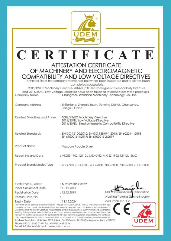 CE - Changzhou Welldone Machinery Technology Co.,Ltd