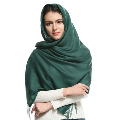 China Newest Design Factory Popular American European American Winter Solid Cashmere Long Pashmina Shawl With Tassel for sale