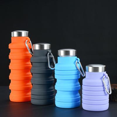 China Amazon Silicone Travel Viable Hot Selling Collapsible Bottle With Carabiner 700ML Collapsible Collapsible Silicone Water Bottle Custom Logo for sale