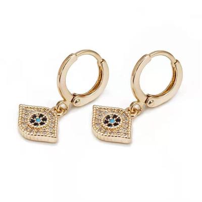 China CLASSIC Street Style Eye Earring Accessories Fashion Gold Color Geometric Loop Pearl Enamel Statement Earrings For Women for sale