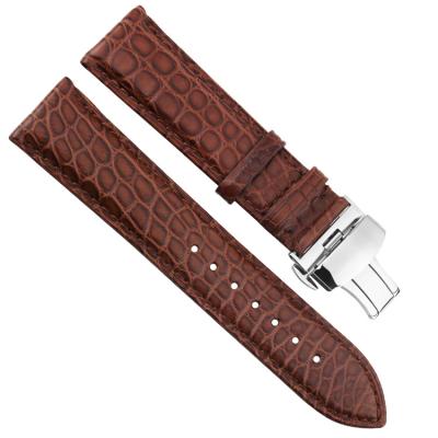 China Soft Crocodile Leather Watch Strap Bands With Folding Clasp for sale