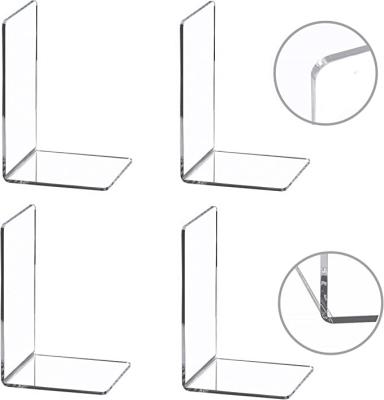 China Plastic Clear Bookends Acrylic Book Ends for Shelves Heavy Duty Bookends Plastic Bookends for Home Office Library for sale