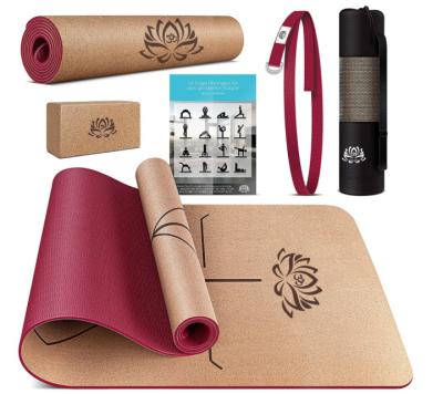 China Wholesale Anti-Slip Durable Washable Waterproof UGA Premium No Smell Eco-Friendly Non Slip Nature Cork/Cork Tape Yoga Mat With Private Yoga Set for sale