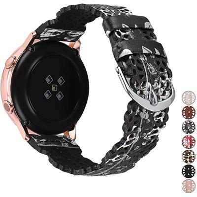 China Casual Wholesale New Fashion Lace Pattern Leather Wide Up-to-Date Watch Band Compatible With Samsung Watch Band for sale