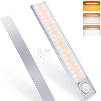 China Minimalist Motion Sensor USB Mini 220mm Rechargeable 3 Warm Colors/White Adjustable Magnetic Wireless LED Cabinet Night Light For Cabinet for sale