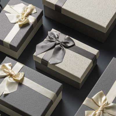China High End Gift Box Packaging Customizable Size For Valentine's Day Mother's Day Black White Bow Decoration Gift Box for sale