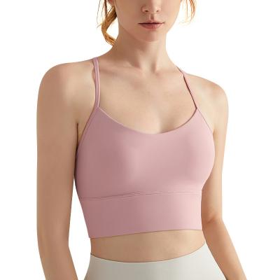 China Breathable Women fashions yoga bra backless straps athletic gym fitness workout top sexy sports bra Comfort Fitness Bra for sale