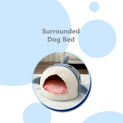 China New Design Pet Bed Stocked Animal Style Surrounded Cat Dog Bed Foldable Washable Soft Pet Sofa Wholesale Kennel With Mat for sale