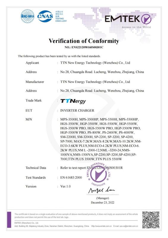 CE-IEC - TTN New Energy Technology (Wenzhou) Co., Ltd