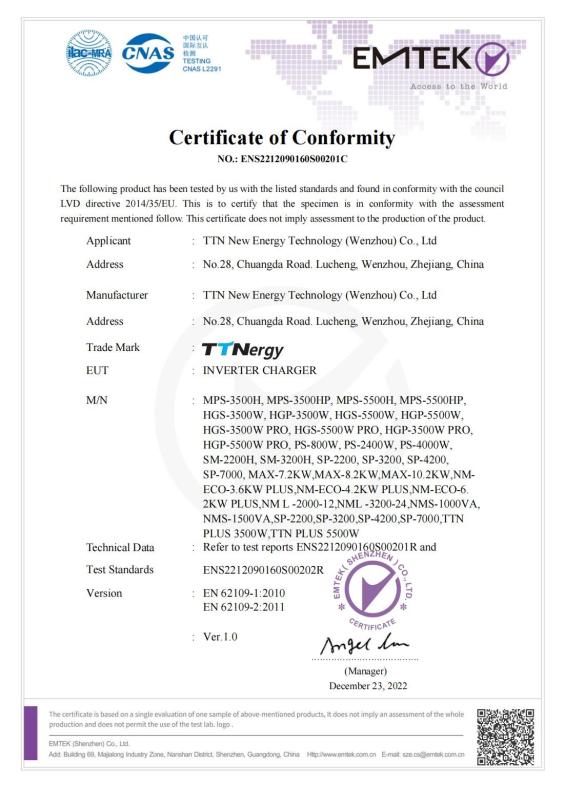 CE-LVD - TTN New Energy Technology (Wenzhou) Co., Ltd
