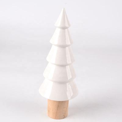 China Office Accessories Smooth White Family Tree Decoration Party Ceramic Christmas Desk Ornaments for sale