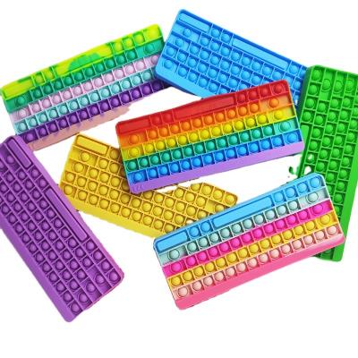 China Wholesale cute sound relief keyboard sound relief toy good fidgety person silicone toy silicone fun toy rainbow color cartoon sensory toy with model for sale