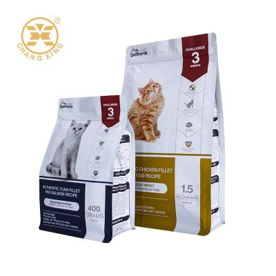 China Custom Printed Foil Mylar High Quality Oem 8 Side Seal Bag Pet Food Packaging Square Bottom Pet Cat Food Bag for sale