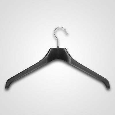 China Eco-friendly New Arrival Adult Matte Black Plastic Coat Hangers Clothes Display For Jackets for sale
