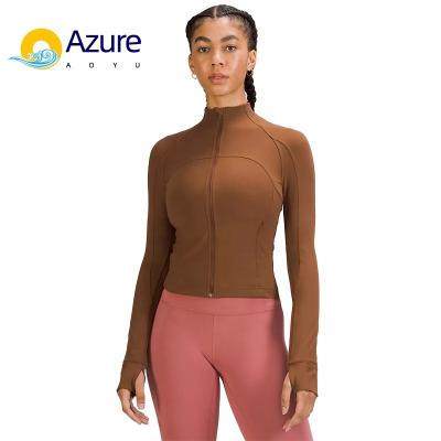 China Breathable Yoga Jacket Women's Slim Fit Stretch Breathable Track and Field Shirt Zipper Long Sleeve Horse Riding Fitness Running Top for sale