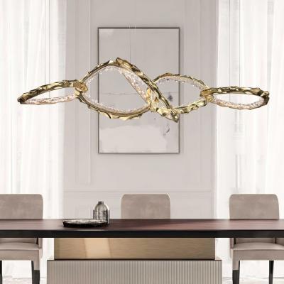 China Modern Design Copper Restaurant Light Luxury Staircase Led Chandelier For Dinning Room for sale