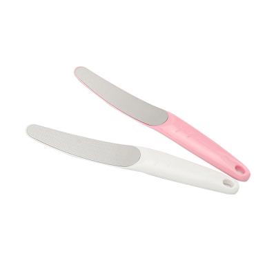 China Nail Edge Forming ABS Curved Stainless Steel Handle Manicure Nail Edge Forming Dead Skin Rasp Metal Cuticle Callus Remover Files for sale