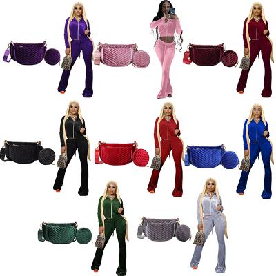 China Winter Women Sustainable Matching Casual Velvet Suit Bag Sets Solid Color Outdoor Sports Carry And Shoulder Bag for sale