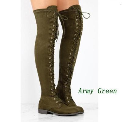 China Winter Lightweight High Quality Women Fashion Shoes High Boots Flat Boots Lace Up Knee High Boots Women for sale