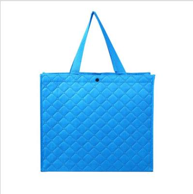China Lightweight/eco/cheap double layers reinforced strong rhomboid pattern eco-friendly advertising load capacity nonwoven fruit vegetable shopping bag for sale