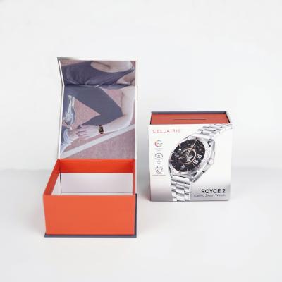 China Impresión de logotipo personalizado Revestimiento UV Laminado Matt Rígido Reloj Embalaje Caja Flip Caja de embalaje de regalo magnético en venta