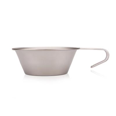 China Customized Modern Logo Titanium Camping Bowl Travel Size Outdoor Titanium Bowl With Handle for sale