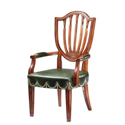 China Modern Chinese Antique Chairs Wood Leather Accent Chairs Luxury Dining Chairs With Arms en venta