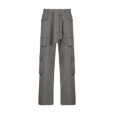 China QUICK DRY Women High Waist Multi Utility Pockets Straight Leg Cargo pants Wide Leg Baggy Cargo Pant Women for sale