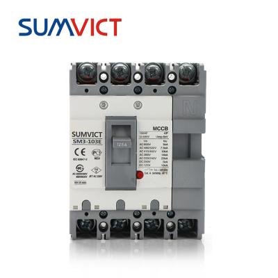 China Plastic SM3-103E Molded Case Circuit Breaker MCCB Circuit Breaker 125A 4Poles for sale