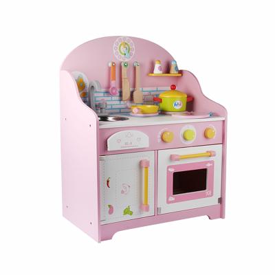 China Kitchen Toys Promotional Pink Pretend Kitchen MSN14010 Set Wooden Kids Kitchen Play Set Kitchen Set Toy for sale