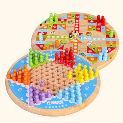 China Eco-Friendly 2 In 1 Checkers Kids Wooden Toys Toys CDN-9028 Educational Chess For Kids for sale