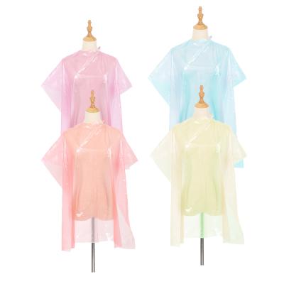 China Salon Disposable Clear Apron Disposable Plastic Hair Cutting Pink for sale