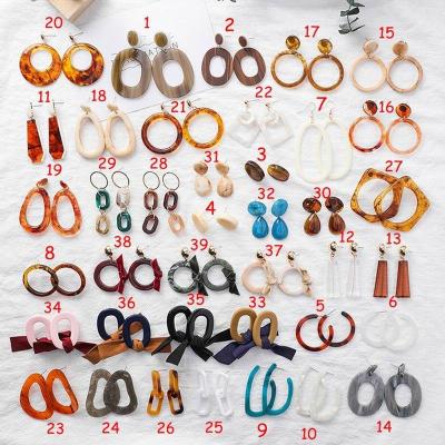 China News Color Collection Leopard Cellulose Acetate Diverse Resin Acrylic Circle Geometric Korean Style Earrings for sale