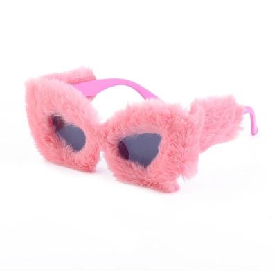 China Fashion Sunglasses Winter Fluffy Fashion Cat-eye Glasses INS Style Girls Party Sunglasses Wholesale 2023 for sale