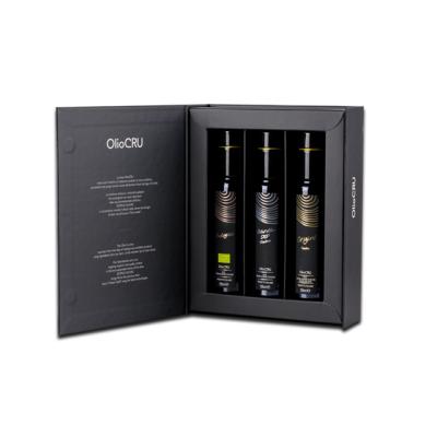 China Elegant Matte Black Type Recycled Paper Olive Oil Gift Packaging Materials Cardboard Book Box for sale