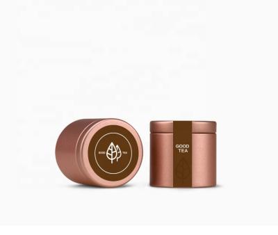 China Small Size Coffee Tea Coffee Minimalism Rose Gold Metal Tin Can for sale